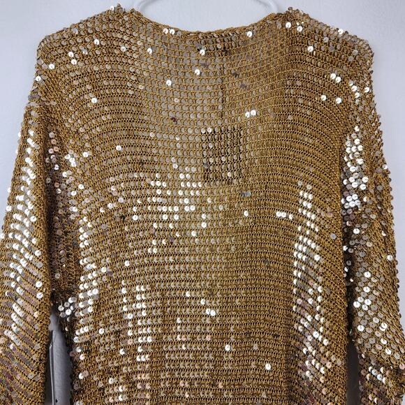 Retrofete Lucia Sequin Crochet Dress in Ginger Deep V Neck Size XS/S NWT - Picture 7 of 11